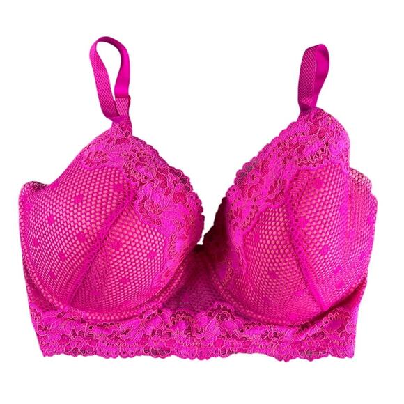 Josie Natori Bra Womens 32DDD Pink Padded Underwire Lace T Shirt Bra RN: 105951 - Picture 1 of 6